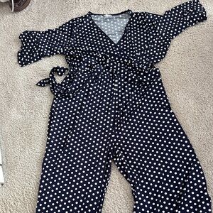 VENUS Navy and White Polka Dot Women’s Jumpsuit